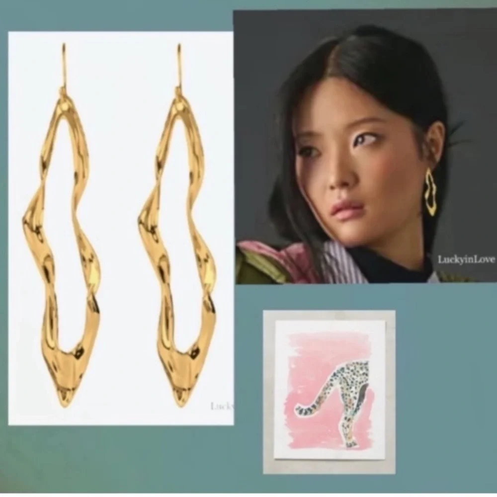 ALEXIS BITTAR • Gold Light Sculpted Linear Svelte Crumpled  Hoop Drop Earrings